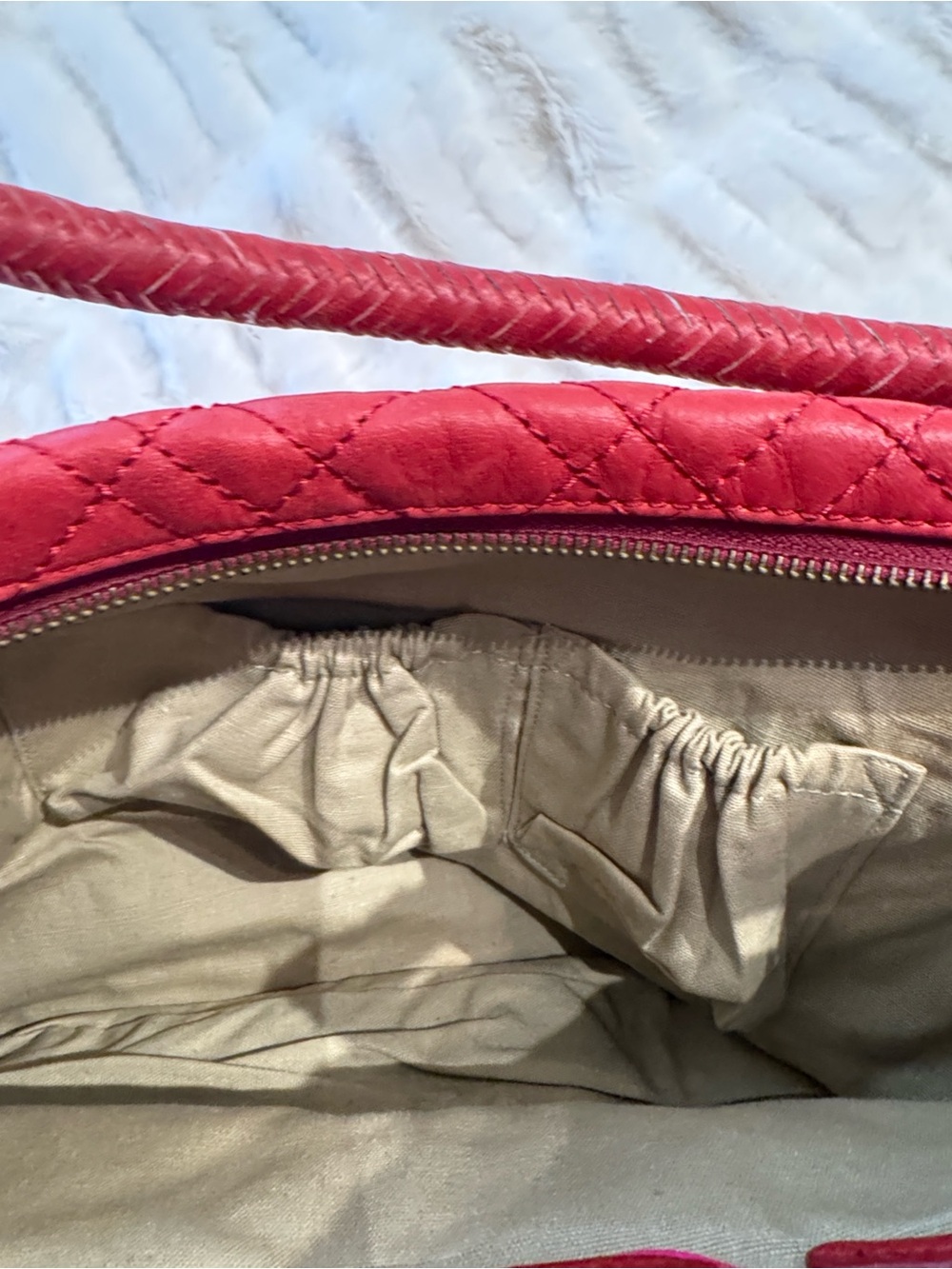 Quilted Red Studded Shoulder Bag - Picture 10 of 16